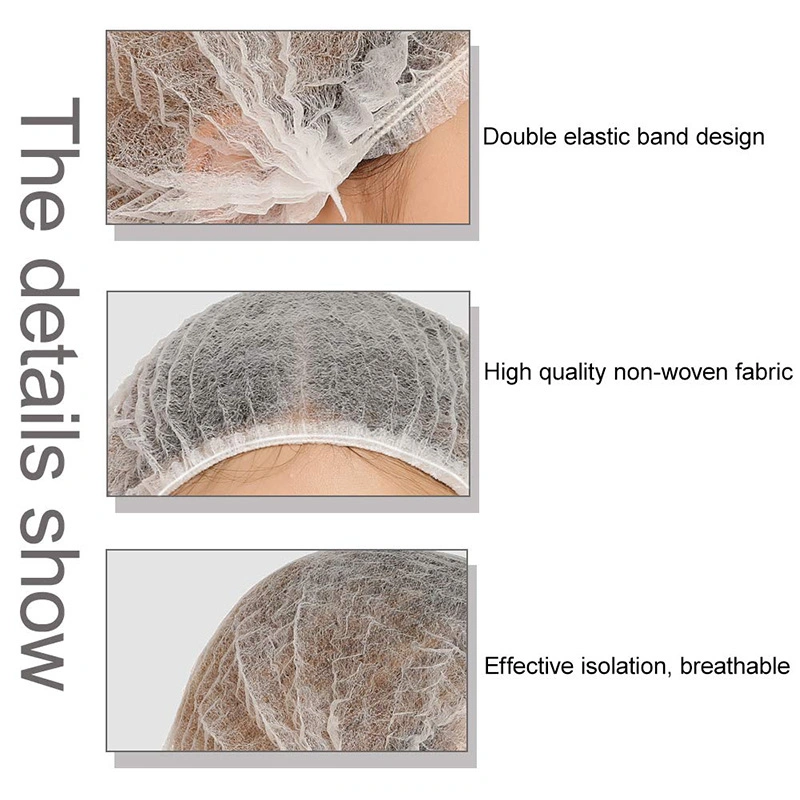 Disposable Non Woven Double Elastic White Round Cap / Hair Cap / Surgical Cap / Mob Cap / Medical Clip Cap