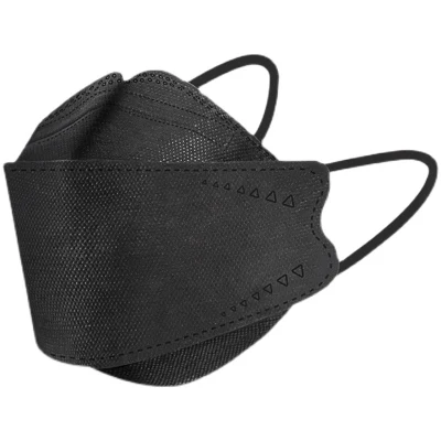 Máscaras faciais descartáveis ​​pretas da marca Nuokang Kf94, máscara Kf94 embalada individualmente, máscara protetora de quatro camadas de segurança para adultos em formato de peixe, adequada para todos os adultos