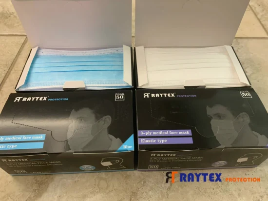 Raytex 11031 tecido não tecido máscara protetora de 3 camadas tipo Earloop fornecimento de fábrica diretamente